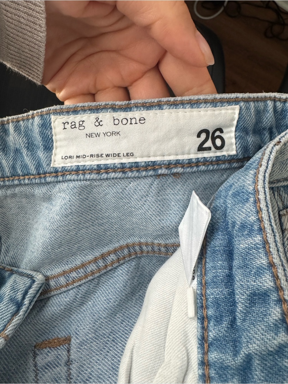 rag & bone Light Blue Mid-Rise Wide Leg Jeans